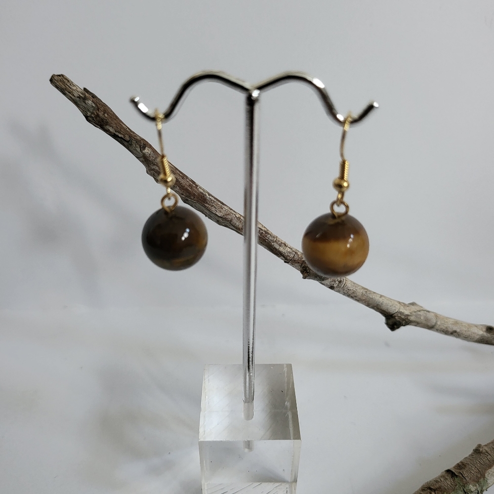 Tiger Eye Pierced Earrings by TerriBWhite Designs